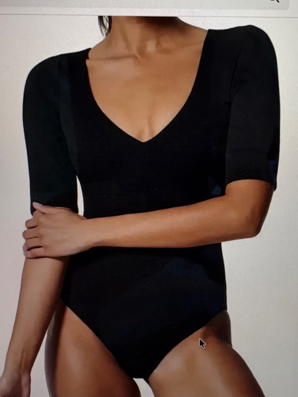 SPANX Black One-Piece Swimsuit – Short Sleeve V-Neck Shaping Swimwear - Small